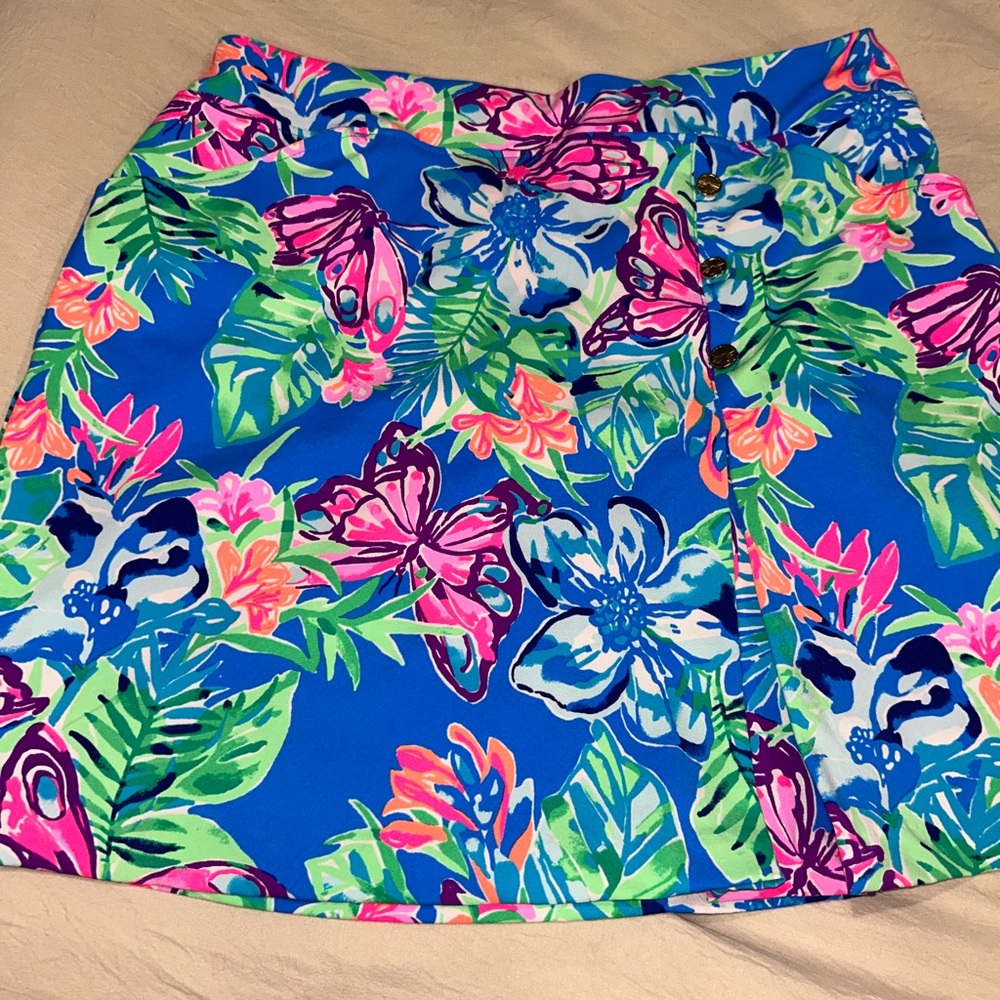 Lilly Pulitzer Blue and Pink Asymmetrical Skirt